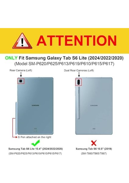 Samsung Galaxy Tab S6 Lite 10.4 2022/2020 SM-P610/P613/P615/P619 Için Hibrit Kılıf - Şeffaf Sert Kapaklı Koruyucu Kılıf ve Kalem Tutuculu Darbeye Dayanıklı Kapak, Gök Mavisi fiyatları