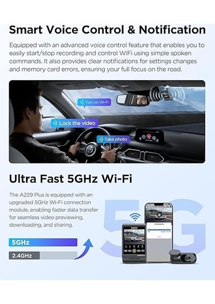 A229 Plus 3 Kameralı Ön-Iç-Arka 2K+2K+1080P Hdr Sony Starvis 2 Wifi Gps’li Araç Kamerası indirimleri