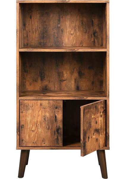 Kitaplık, 2 Raflı ve Dolap Kapılı, Oturma Odası Dolabı, Vintage Kahverengi LBC09BX