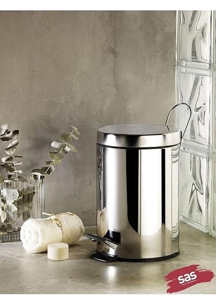 Krom Pedallı Çöp Kovası 5 Lt