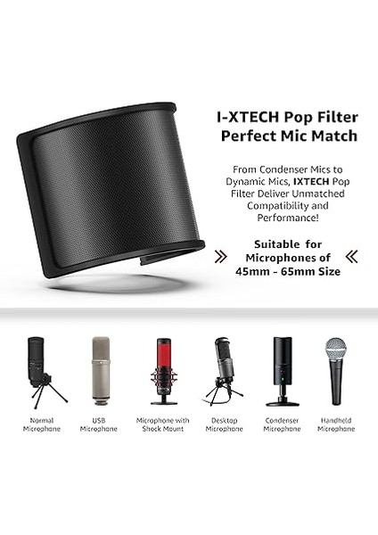 Pop Filtresi, [yükseltilmiş Üç Katman] Metal Örgü ve Köpük ve Eta Katmanlı Mikrofon Pop Filtresi, Mikrofon Ön Cam Kapağı, Vokal Kaydı Için El Tipi Mikrofon Si, Youtube Siyah Süngerli modelleri