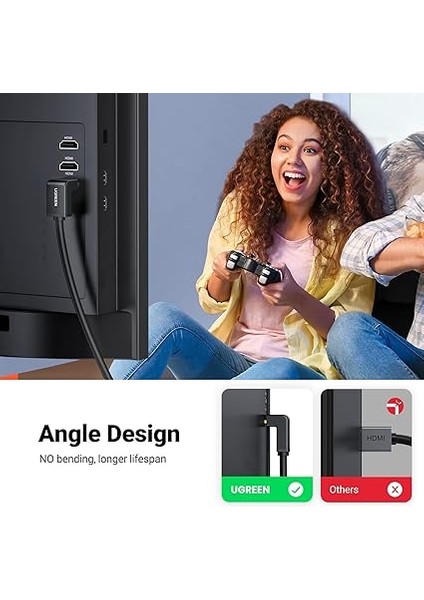 HDMI Kablosu 4K Açılı 1m 90 Derece Açılı Fiş HDMI Açılı Kablo 2.0 18 Gbit/s Ethernet Hdr 3D Arc Destekler, Pc, Blue-Ray Oynatıcı, XBOX360, Ps3, Ps4 Vb. ile Uyumludur fiyatları