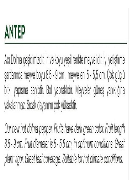 Tarım Ata Tohumu Yöresel Dolma Biber Antep 1000 Adet Tohum fiyatları