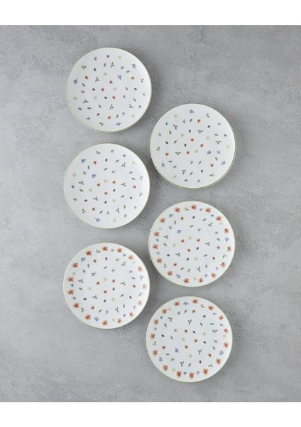 Home Lilyum Porselen 6'lı Pasta Seti 21 cm Renkli