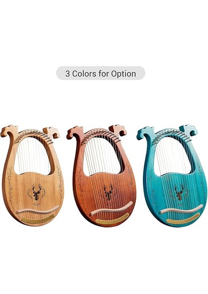 C Tuşu 16-String Ahşap Lir Arp Rezonans Kutusu Akort Anahtarı ile Yaylı Enstrüman 3 Adet Seçtikleri Sticker Ekstra Dizeler Seti fiyatları