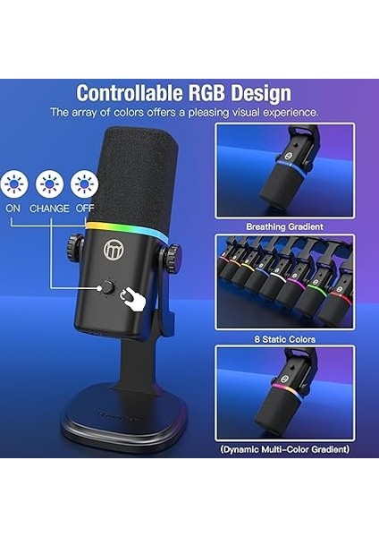 Profesyonel Stüdyo Mikrofon Kayıt Condenser Masaüstü Canlı Yayın Mikrofonu Pc USB C, Oyun, Podcast, Kayıt, Yayın, Asmr Sessiz/eko, Telefon Adaptörü, Mac, Winows ile Uyumlu Kd8 - Siyah modelleri