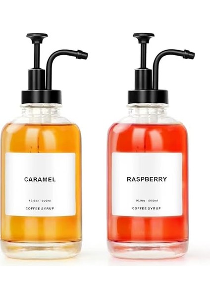 Home 2'li 500 ml Cam Sıvı Sabunluk ve Losyonluk Seti – Yüksek Kaliteli Krom Başlık, Şık Tasarım, Çok Amaçlı Kullanım Için: Kahve Şurubu, Sıvı Yağ, Sirke, Losyon ve Sıvı Sabun (Siyah, Yuvarlak) modelleri