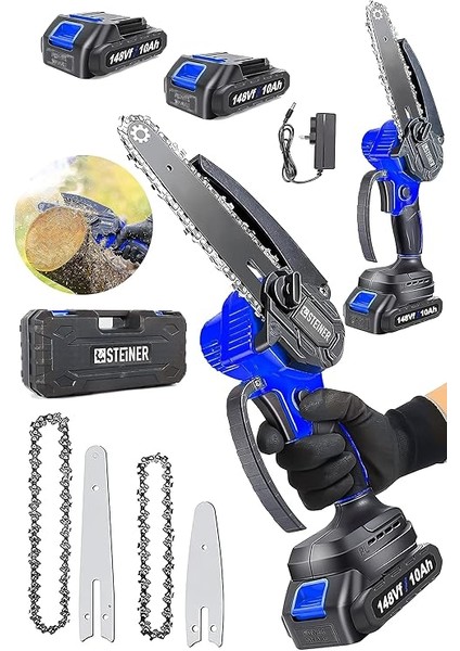 Alman 148 Vf 10 AH%100 Kömürsüz Motor Akülü Dal Kesme Budama Testere Bıçkı Makinesi 15 cm Mavi fiyatları