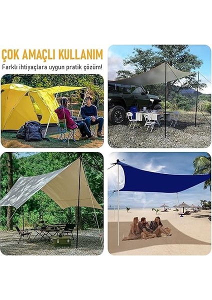 Ayarlanabilir Tarp Tente Direkleri, 2`li Set, Teleskopik Alüminyum Çadır Gölgelik Branda Direkleri, Kamp Direği Katlanabilir Hafif Karavan Araç Yan Tente Direği - Gümüş fırsatları