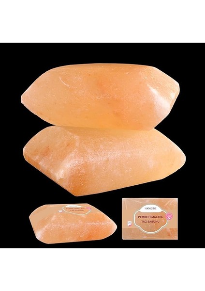 Bitkisel Himalaya Tuz Sabunu 300-350 gr x 2 Adet Zengin Mineralli Doğal Saf Pembe Himalaya Kaya Tuzu Sabunu Doğal Peeling
