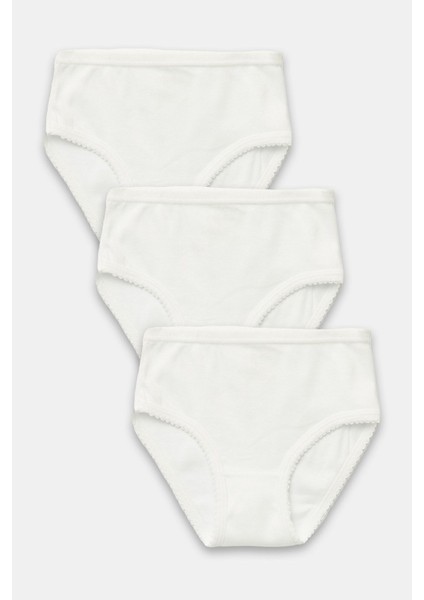 Kız Çocuk Organik Pamuklu Ribana Kroşatalı Külot 3'lü Paket indirimleri