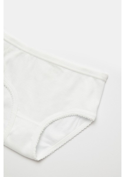 Kız Çocuk Organik Pamuklu Ribana Kroşatalı Külot 3'lü Paket