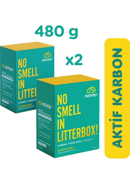 Aktif Karbon Kedi Kumu Koku Giderici, 480 Gram, Kokusuz Tuvaleti, Doğal Kum Kokusu Önleyici Aktif Karbonlu