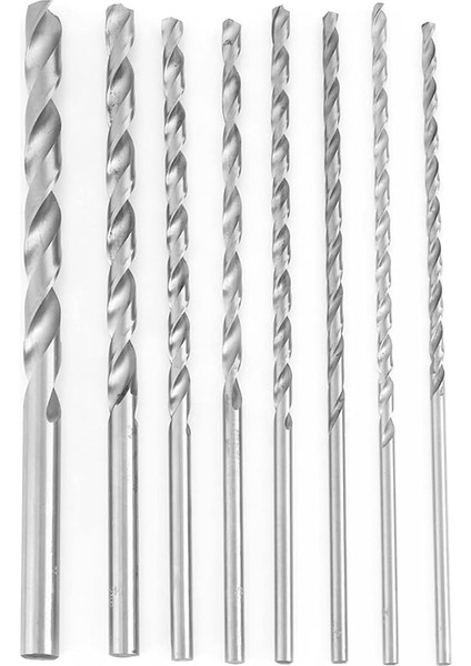 8 Adet Ekstra Uzun Matkap Ucu Seti Ahşap Delme Için Yüksek Hız Çeliği 4-10MM Matkap Uçları, Sstraight Shank Büküm Matkap Uçları Geniş Uygulama Matkap Ucu Seti