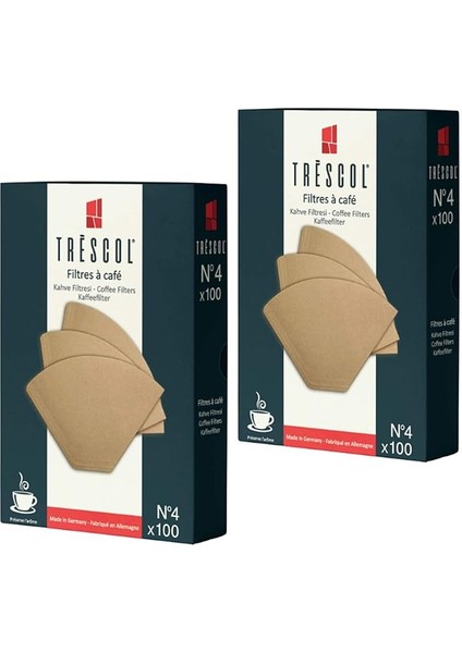 Genel Kahve Filtresi 4 Numara (Büyük Boy) Naturel Kağıt 2X100 200'LÜ Paket
