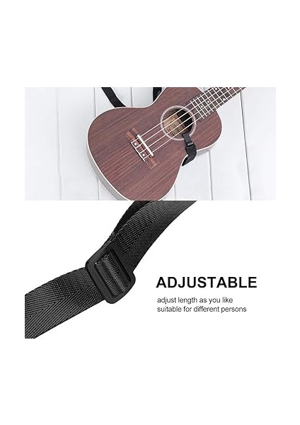 Kayışı, 2 Renk Uzunluğu Ayarlanabilir Ukulele Kayışı Ukulele Oyuncuları Için Kanca Naylon Omuz Askısı Değiştirme ile Fit Naylon (Black) indirimleri