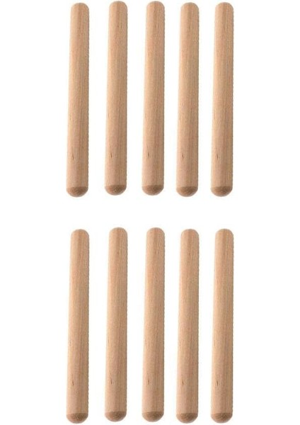Orf-Bt-55-5x Örf Aletleri Ahşap Akça Ağaç Ritim Çubuğu 10 Adet (5 Çift)