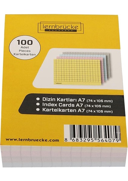 Renkli Kareli A7 Dizin Kartı Karteıkarten 100'LÜ