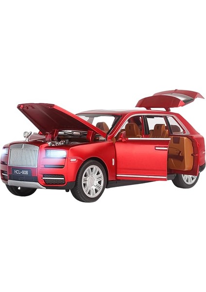 Metal Buhar Atan LED Işıklı Ses Efektli 1:22 Ölçek Rolls Royce Model Jip Araba Diecast Koleksiyonluk Hediyelik Çık Bırak (Kırmızı)