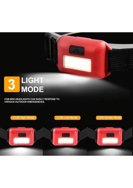 2 Adet Kafa Lambası Fener Pilli Acil Durum Deprem Enerji Krizi Kamp 3 Kademeli Flaşörlü 3W Cob LED 4.5V 120LÜMEN fırsatları