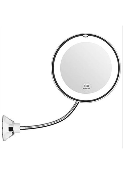 10X Zoom Büyüteç LED Işıklı Esnek Makyaj Kişisel Bakım Aynası - Güçlü Vantuzlu Kavrama - 360 Flex Bağlantı