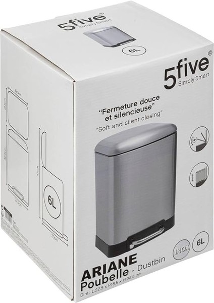 Five Simply Smart Ariane Paslanmaz Çelik 6 Litre, Çöp Kovası fiyatları