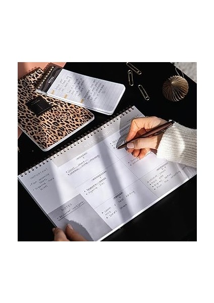 A4 Haftalık ve Günlük 3’lü Masaüstü Süresiz Planlayıcı Set – Leopar fiyatları