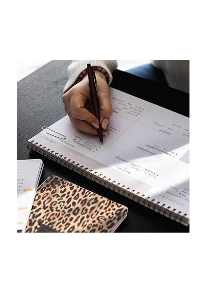 A4 Haftalık ve Günlük 3’lü Masaüstü Süresiz Planlayıcı Set – Leopar fırsatları