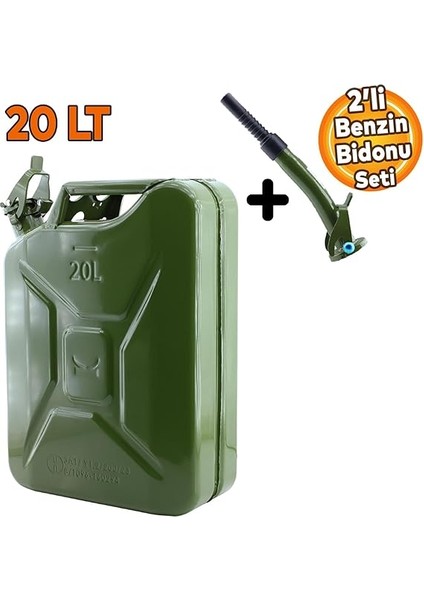Metal Benzin Bidonu 20 Litre Akaryakıt Mazot Taşıma Doldurma Depolama Bidonu + Aktarma Borusu indirimleri