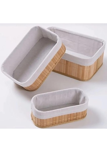 3'lü Çok Amaçlı Bambu Organizer Seti, Çok Boyutlu Mutfak Banyo Ev Sepetleri, Büyük, Orta, Küçük Boy modelleri