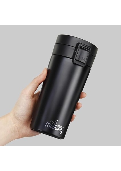 Morning 380 ml Paslanmaz Çelik Termos Mug, Tuş Kilitli, Sızdırmaz, Çift Katmanlı, Siyah BA21522 modelleri