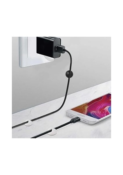 20’li Kablo Sabitleme Klipsi Seti | Siyah & Beyaz Kablo Düzenleyici | Masa Üstü, Ofis, Ev ve Tv Kablo Yönetimi Için Yapışkanlı Klipsler modelleri