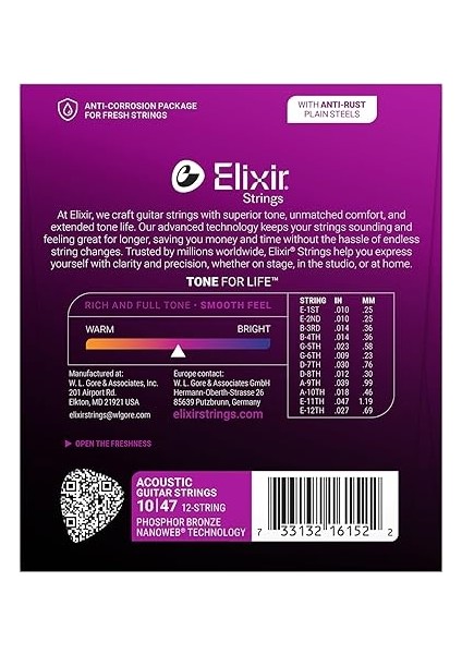 16152 Phosphot Bronze Nanoweb 12 Telli Akustik Gitar Teli (10-47) fiyatları