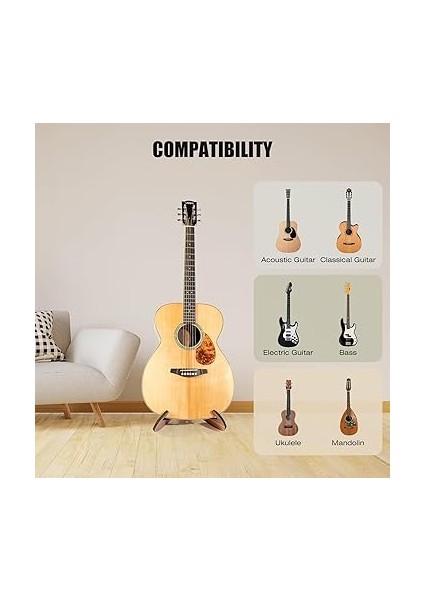 Gs1 Gitar Standı, Ahşap Gitar Tutucu, Akustik Gitar Klasik Gitar Elektro Gitar Bas Gitar Ukulele Mandolin Için Evrensel Zemin Standı, Gitar Sehpası, Gitar Rafı, Gitar Aksesuarları indirimleri