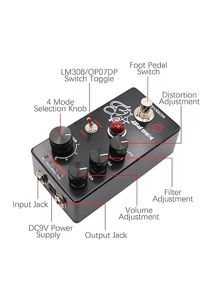 Fuzz Bozulma Gitar Efekt Pedalı 4 Modlu Anahtar ve Ses/filtre/bozulma Kontrolleri Elektro Gitar Iç Kompakt Taşınabil Dijital Bozulma Gitar Efekt Efekt Işlemcisi - kg Rat fırsatları