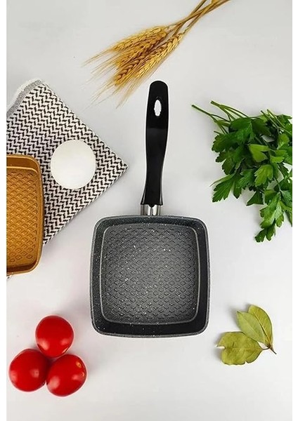 Mini Granit Sos Tavası, Uzak Doğu Omlet ve Sos Hazırlama Tavası, Yapışmaz ve Dayanıklı Yüzeyli Şık Pişirme Tavası (Kare) fiyatları