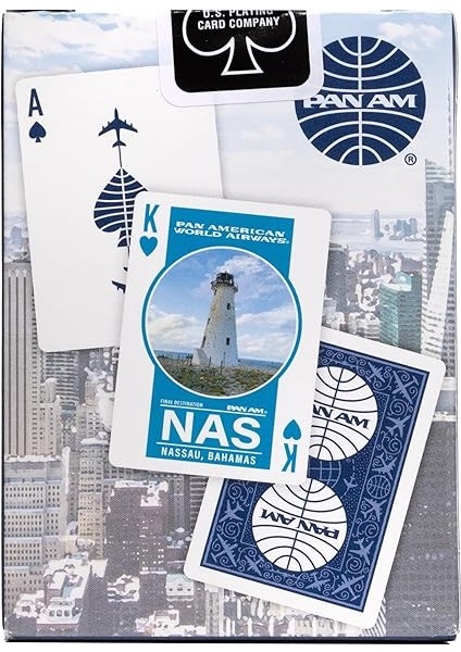 Pan Am Airlines Oyun Kartları, Teneke Seyahat Kutusunda 2 Deste – Klasik Pan Am Tasarımı indirimleri