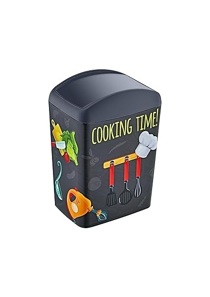 Soft Resimli Çöp Kutusu Döner Kapak 5 Lt Cook
