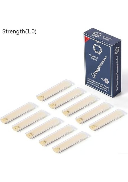 For 10 Adet Klarnet Kamışları (Sertlik 1.0/1.5/2.0/2.5/3.0/3.5, Isteğe Bağlı), 10 Adet Bb Klarnet Kamış Mukavemeti Pürüzsüz Yüzey Uzun Ömürlü Yapı (1.0) fiyatları