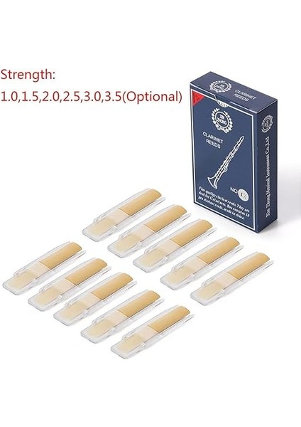 For 10 Adet Klarnet Kamışları (Sertlik 1.0/1.5/2.0/2.5/3.0/3.5, Isteğe Bağlı), 10 Adet Bb Klarnet Kamış Mukavemeti Pürüzsüz Yüzey Uzun Ömürlü Yapı (1.0) modelleri