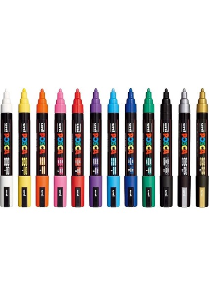 Gönder Uni Posca Markör Kalem 5m 12'li Set 1.8-2.5 mm Keçe Uçlu
