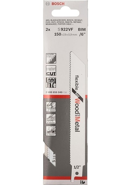 Professional Accessories - Flexible Serisi Ahşap ve Metal Için Panter Testere Bıçağı S 922 Vf - 2'li fiyatları