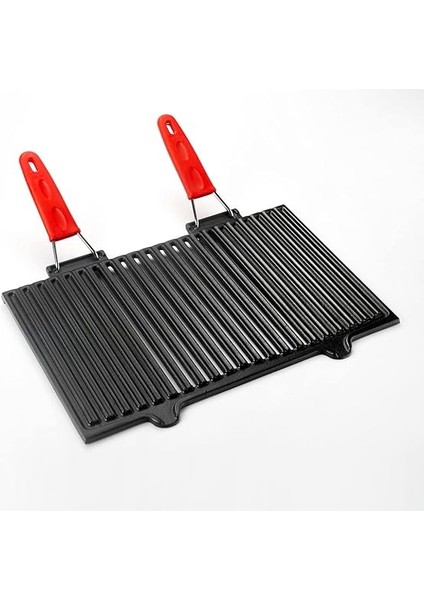 Metal Döküm Mangal Izgarası, Çift Silikon Kulplu, 40 x 25 x 0.7 cm fiyatları