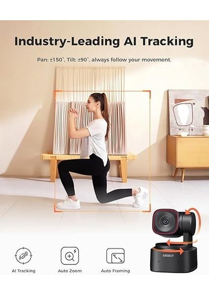 Tiny 2 Lite Web Kamerası 4K Ptz, Yapay Zeka Izleme ve Otomatik Odaklama, 1/2 Inç Sensörlü Web Kamerası, Hareket Kontrolü, 60 Fps, Hdr Işık Düzeltme, Pc Için Web Kamerası, Akış, Toplantı Vb. modelleri