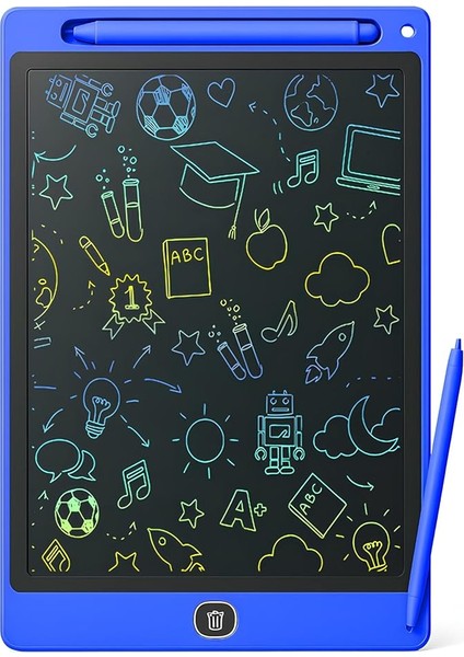 10 Inç Renkli LCD Yazı Tableti - Mavi - Çocuklar Için Eğitici Çizim Tableti, Kalemli Silinebilir Ekran, Kağıt Tasarruflu Taşınabilir Not Defteri (3+ Yaş)