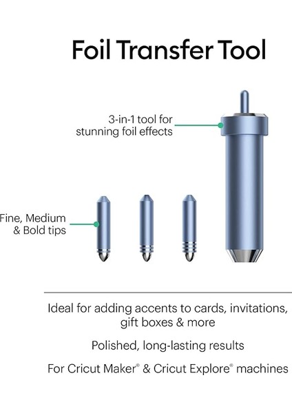 2008727 Folyo Transfer Aracı ve 3 Yedek Uç Ince Orta Kalın modelleri