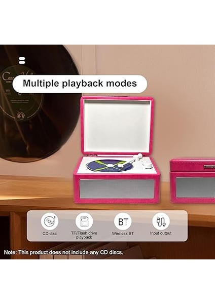 Çalar, Çok Fonksiyonlu Tepsi Tipi Bt Casette Record Player Kızılötesi Uzaktan Kumanda, Kablosuz Müzik Akışı, Ev Için Bellek Kartı Oynatmayı Destekler, Dış Mekan Kullanımı (Rosa) modelleri
