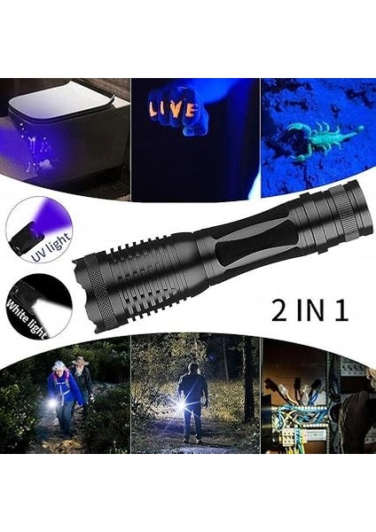 Çift Işık Dual Uv Mor Işık ve Xml-T6 2000 Lümens El Feneri indirimleri