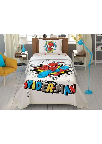 Disney The Amazing Spiderman Lisanslı Karakter BASKILI%100 Pamuk Pike Takımı, Çok Renkli, Tek Kişilik (Pike: 160X230 Cm/lastikli Çarşaf: 100X200 Cm/yastık Kılıfı: 50X70 Cm)