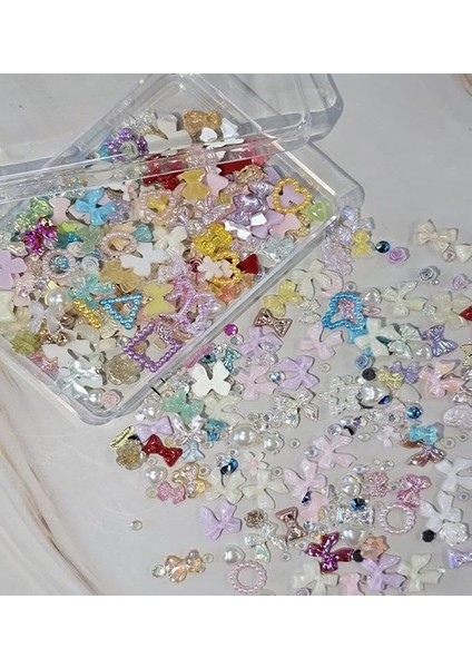 Süsleme Charm Nail Art Charm Taşları Fiyonk Dizayn Mix Renk 3D Tırnak Süsleri 042